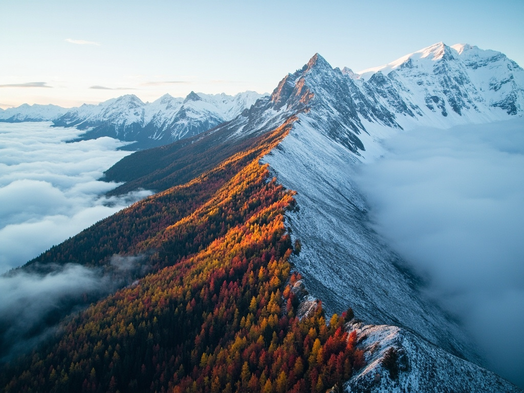 太白山出现红叶与积雪同框罕见景观